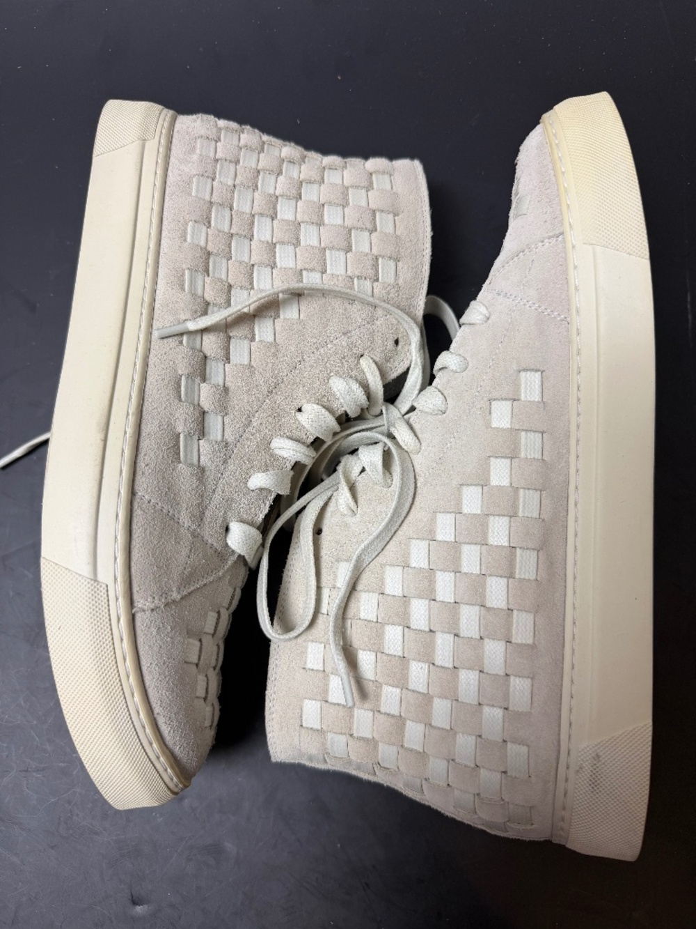 The Last Conspiracy cream suede high-top sneakers